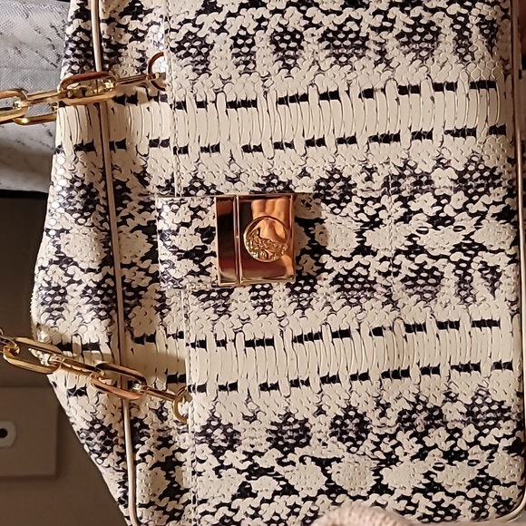 Versace Collection chain handle snake embossed leather shoulder bag